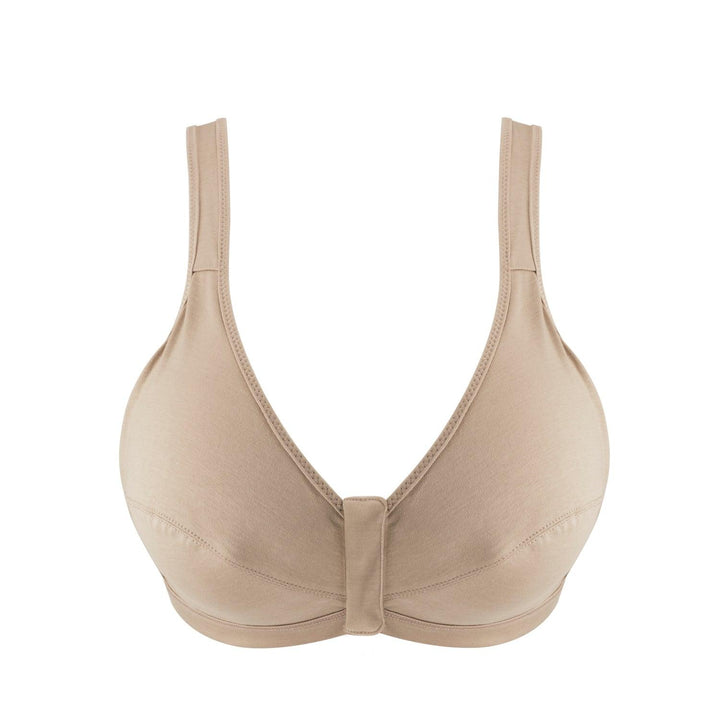 Warm Golden Full Cup Front Closure Silk and Organic Cotton Wireless Bra – Juliemay Lingerie