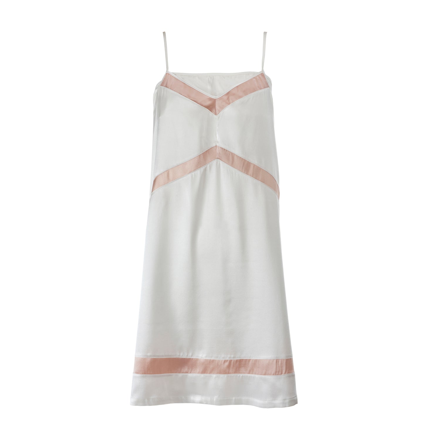 Organic Cotton and Silk Nightdress with built in bra in White, front view – Juliemay Lingerie