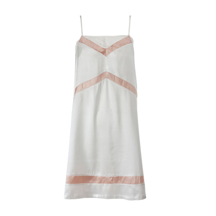 Organic Cotton and Silk Nightdress with built in bra in White, front view – Juliemay Lingerie