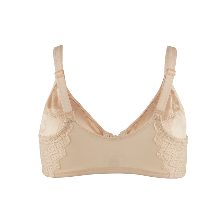 Grace Silk and Organic Cotton Full Cup Front Zip Wired Bra, back view – Juliemay Lingerie