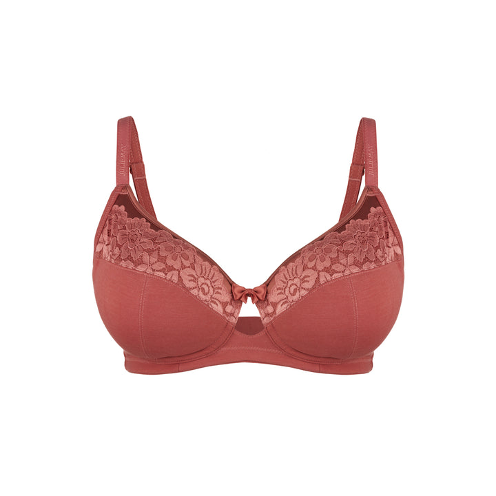 Rosie Silk and Organic Cotton Lace Full Cup Wireless Bra, front view – Juliemay Lingerie
