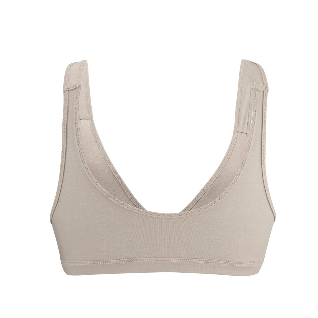 Ivory Full Cup Front Closure Silk and Organic Cotton Wireless Bra, view 3 – Juliemay Lingerie