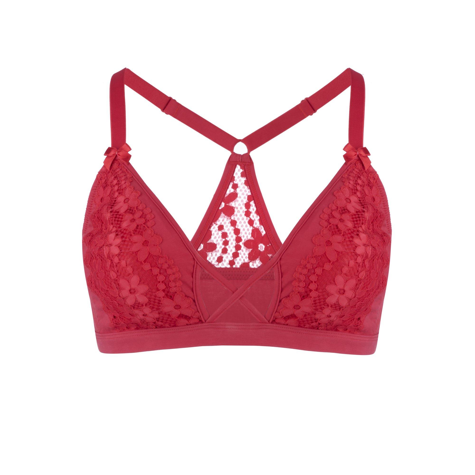 The Palm Lace Busty Bralette: Tomato Red