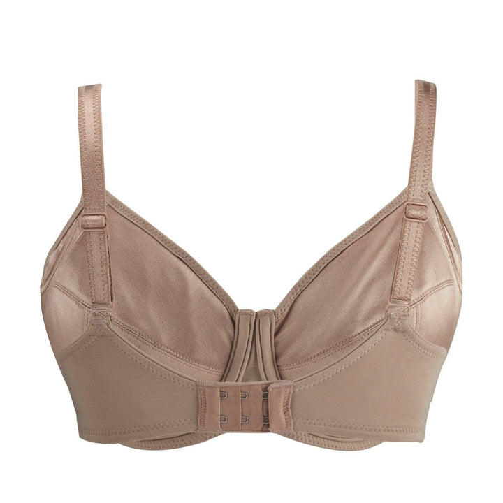 Warm Golden Underwired Silk and Organic Cotton Full Cup Bra with removable paddings, view 3 – Juliemay Lingerie