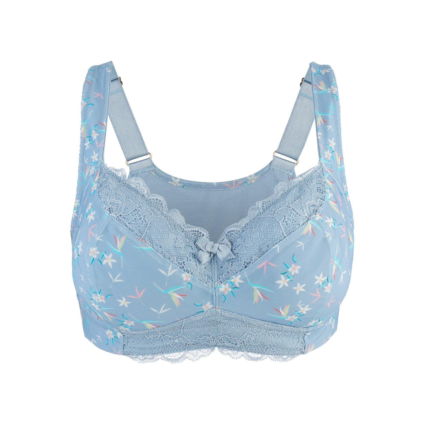 White Pearl is our most loved full Supported bra. Floral Print/ Blue