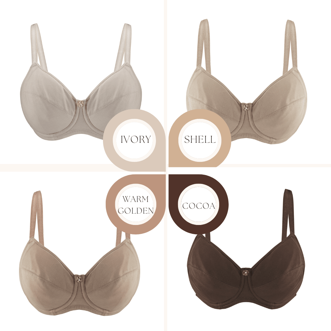 Warm Golden-Underwired Silk & Organic Cotton Full Cup Bra with removable paddings - Juliemay Lingerie