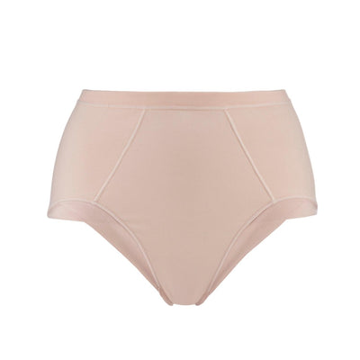 Marrow-High Waisted Silk & Organic Cotton Full Brief in Pink Champagne - Juliemay Lingerie