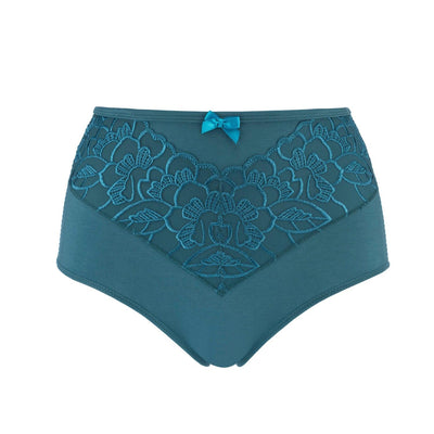 Coral- Silk & Organic Cotton Full Brief in Peacock Blue - Juliemay Lingerie