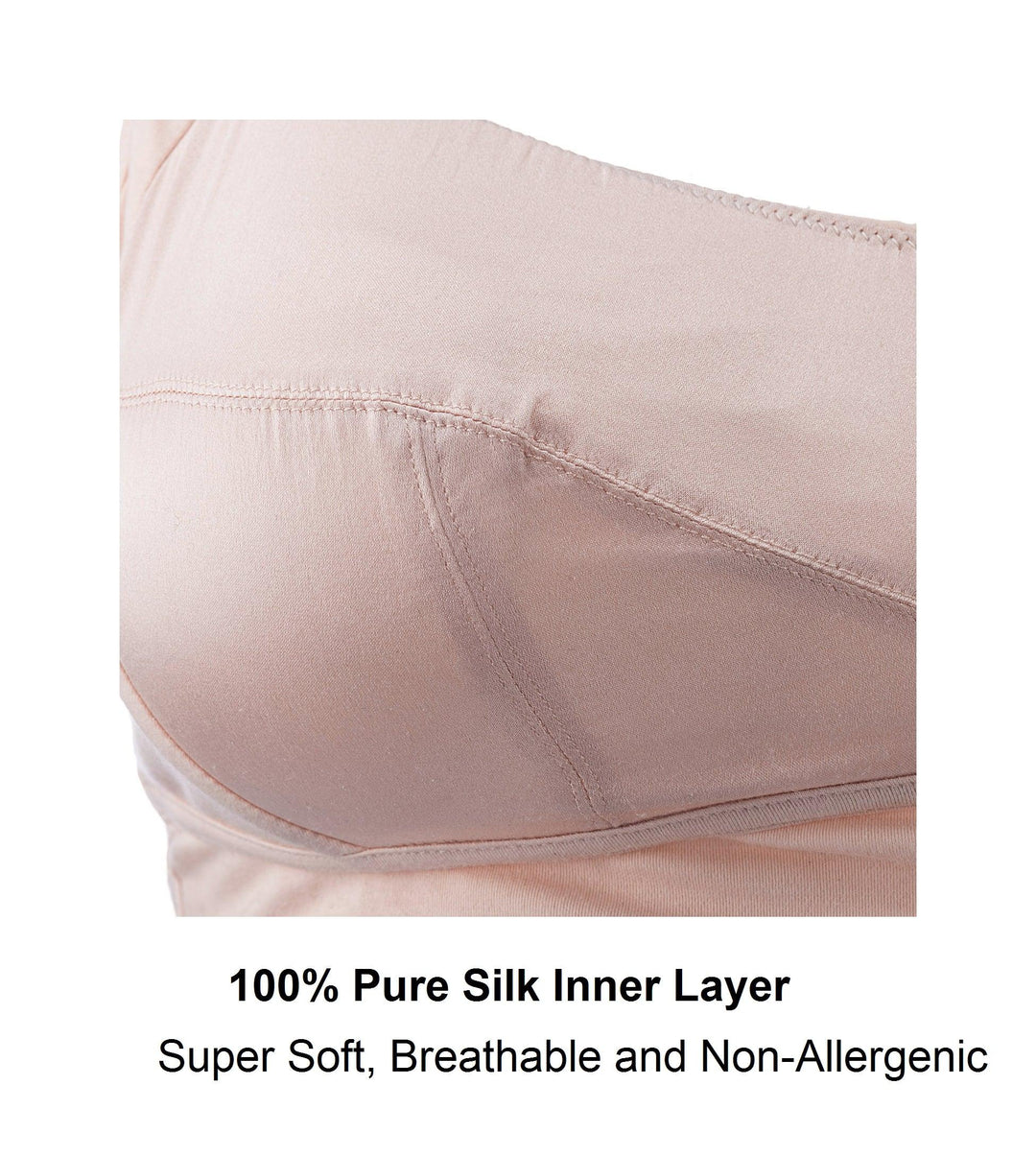 Ornate Comfort Silk and Organic Cotton Non Wired Bra in Peach Pink, view 6 – Juliemay Lingerie